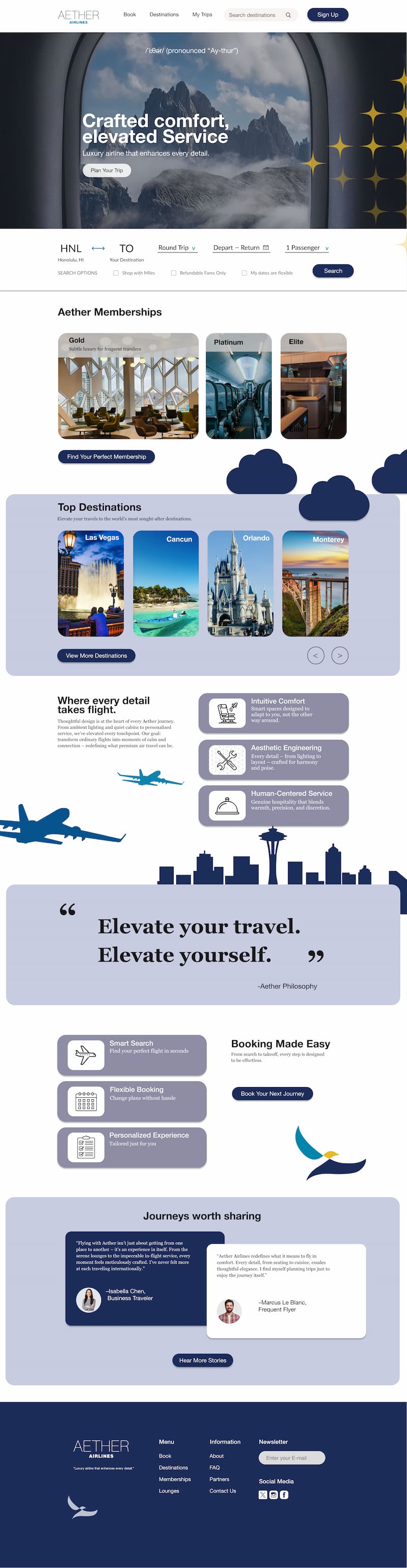 Aether Airlines Website Preview